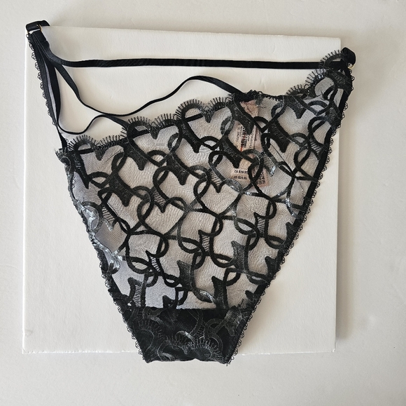 Victoria's Secret Very Sexy Shimmer Heart Embroidery Adj Panty Sz Large NWT - Picture 9 of 9